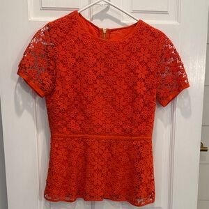 Vibrant Orange Lace Blouse